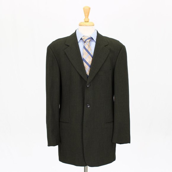 Hugo Boss 44L Green Solid 3-Button Sport Coat Blazer Jacket O647 - Picture 1 of 11